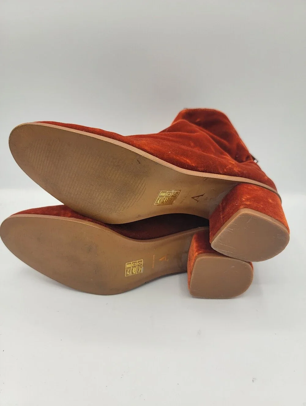 Anthropologie Women's Velvet Ankle Boots - Rust
